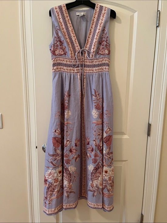 Caroline Constas Dresses & Skirts - Caroline Constas  linen blend dress , lilac color, brown flowers, lining.NWT. 12